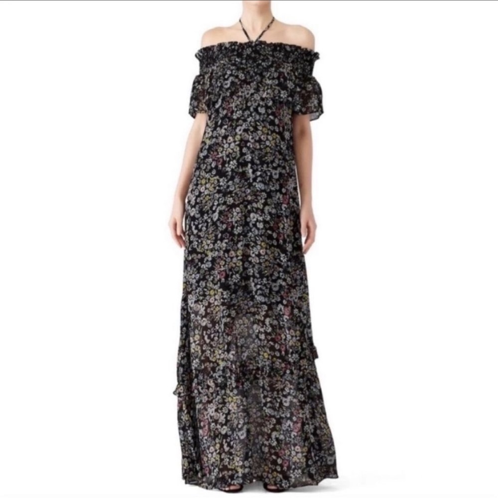 Rebecca Minkoff Lima Floral Halter Off Shoulder Maxi Dress